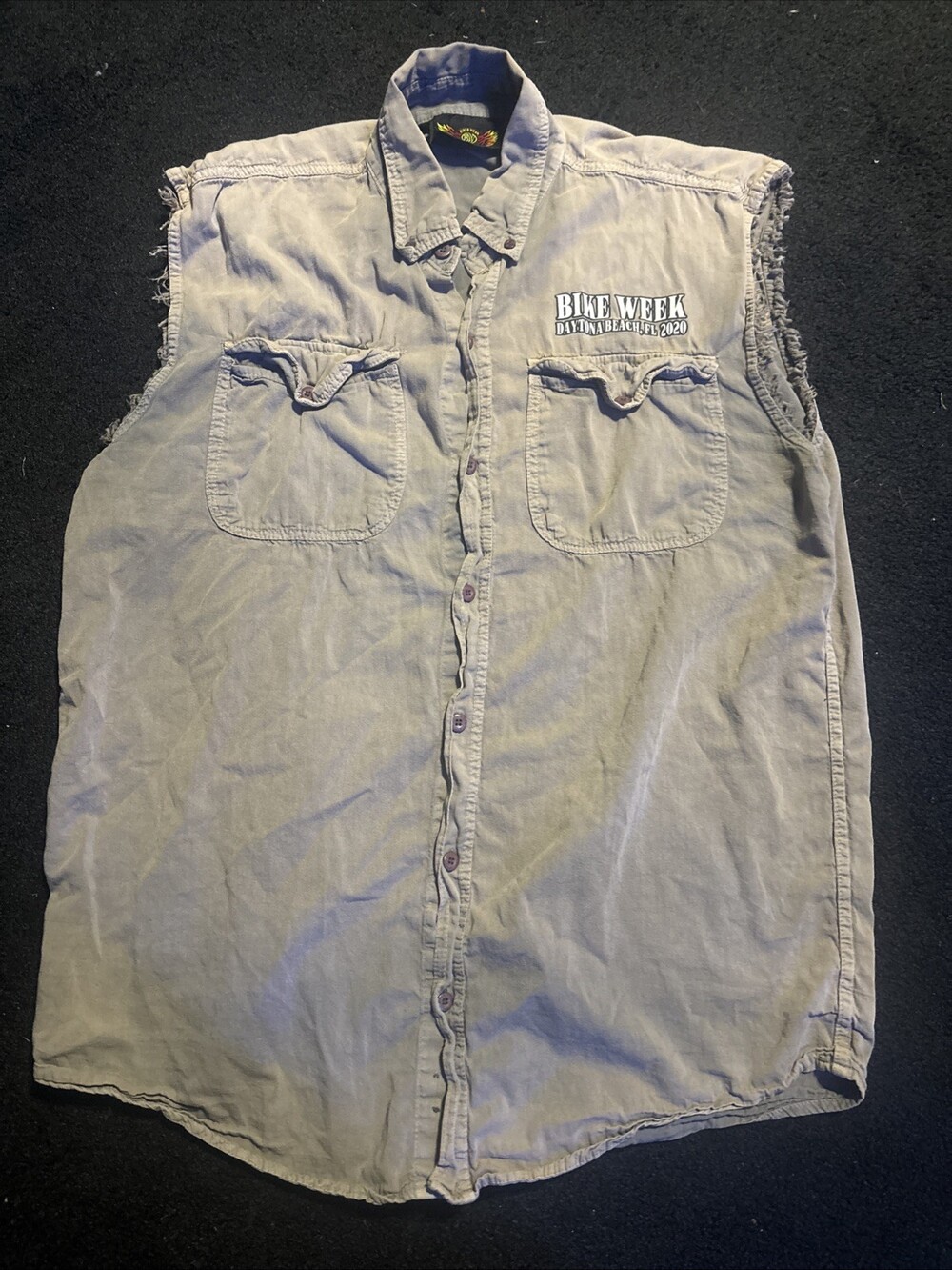 Bikers Club Denim Sleeveless Bike Week Daytona 2020 Button Up Size Large